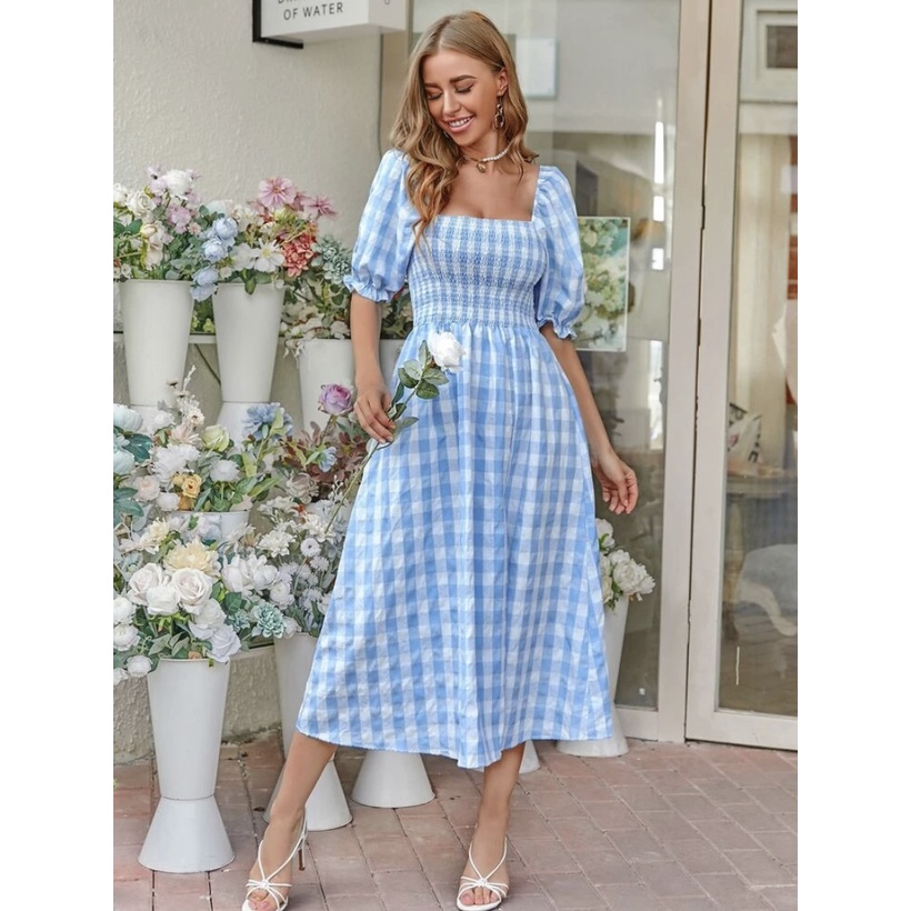 Blue clearance gingham sundress