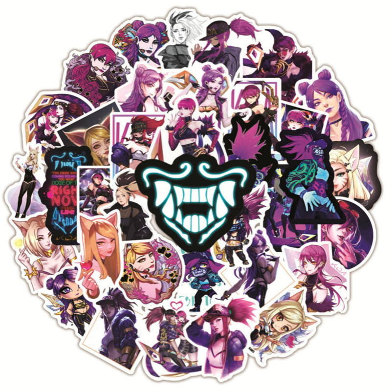 50Pcs LOL KDA Waterproof Stickers Graffiti Game Sticker for Tumbler ...