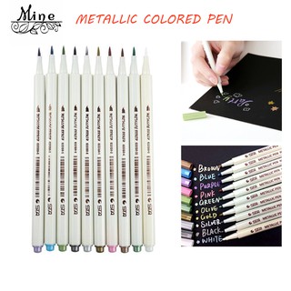 STA 10 Colors Metallic Marker Pens DIY Scrapbooking Crafts Soft Brush Pen  Drawing Art Markers for Stationery School Supplies