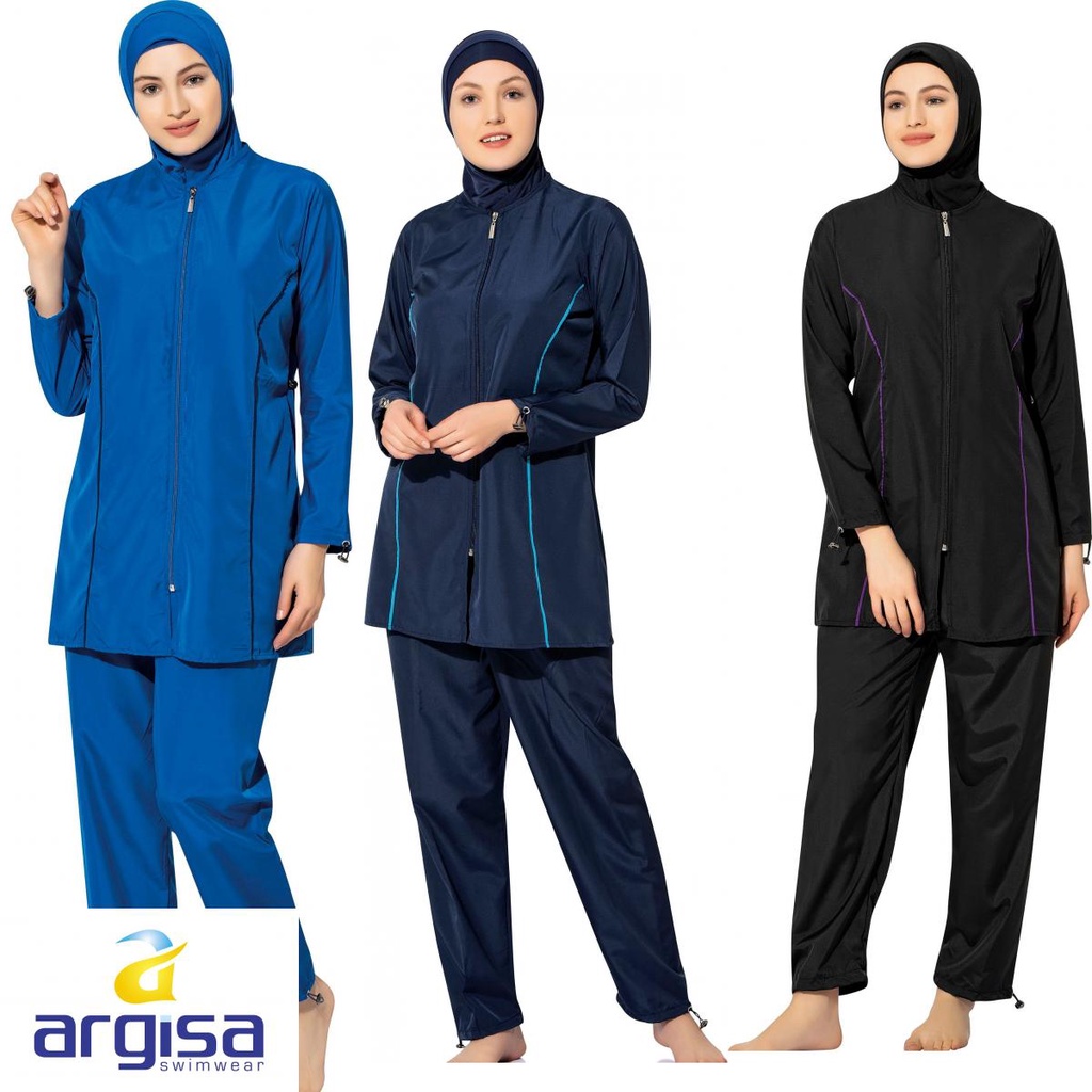 Argisa 7102 Long Sleeve Solid Plain Full Burkini Muslim Swimwear S 5xl