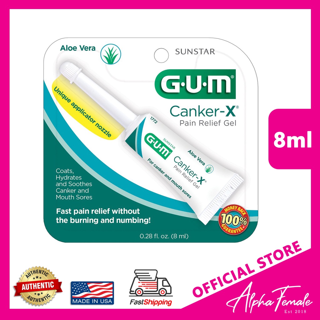 GUM Canker-X Aloe Vera Pain Relief Gel for Mouth Canker Sore or Singaw ...