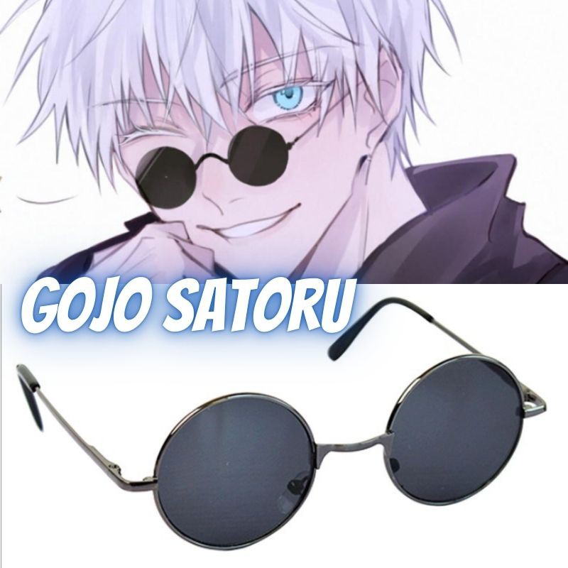 Uyaai Gojo Satoru Black Glasses Cosplay Round Frame Sunglasses Eyewear ...