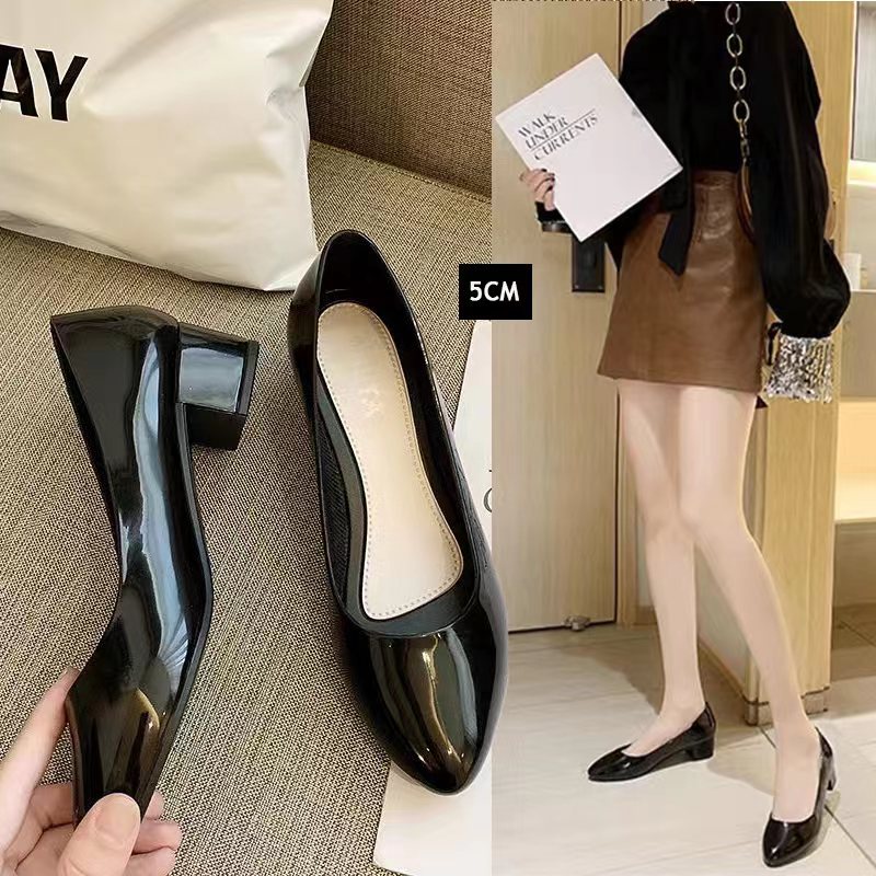 2 inch high heels blackshoes 617 Black shoes school shoes rubber shoes for women s girls Shopee Philippines