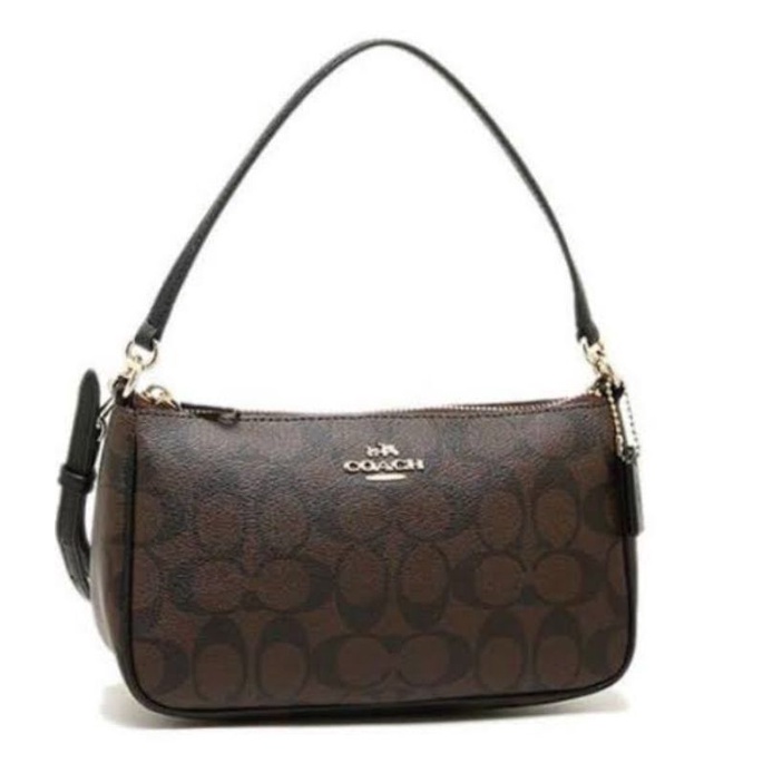 Coach Top Handle Pouch In Signature Shopee Philippines
