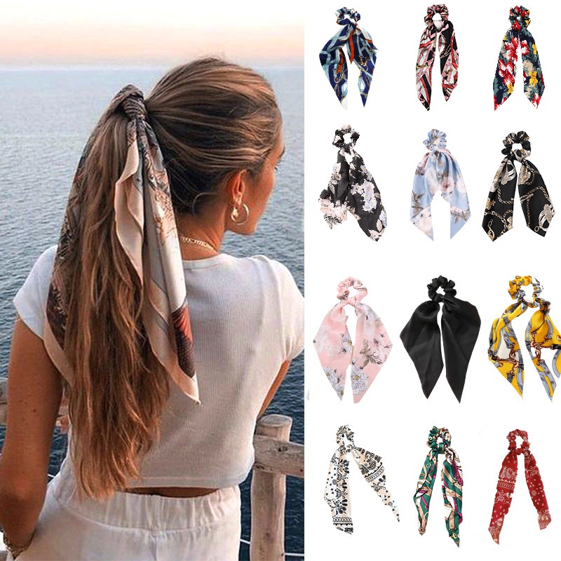 SUPER NO.1☆Artilady Silk Tie-dye Long Ribbon Ins Girls Hair Tie ...