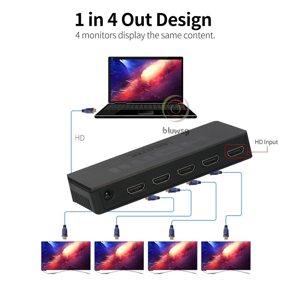 1 In 4 Out 4k@30hz Hd Splitter Mirror 4 Display Devices 1 To 4 Hd 