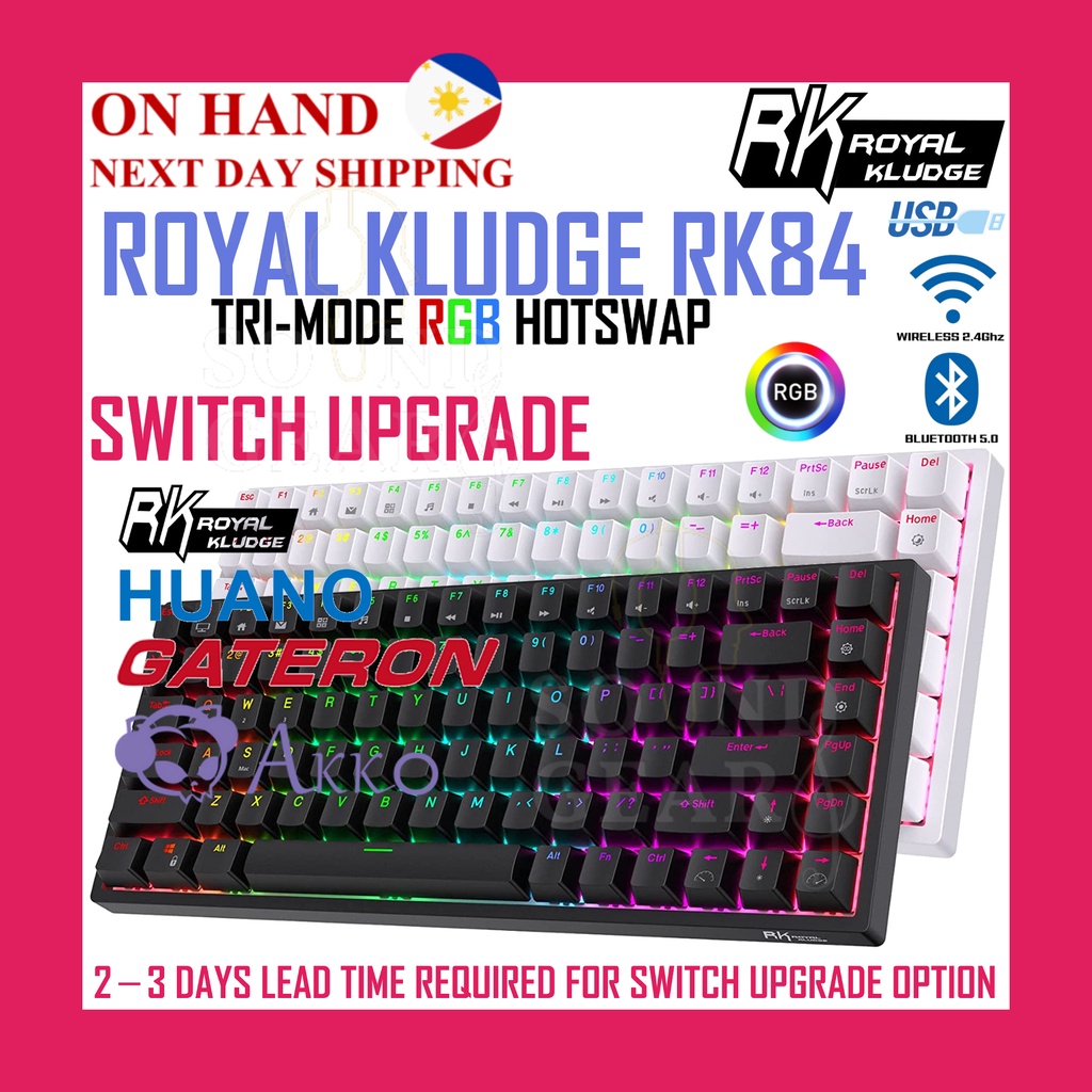 [Switch Upgrade] RK Royal Kludge RK84 3 mode Hotswap RGB Mechanical ...