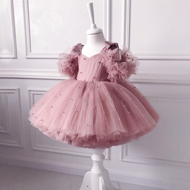 Princess Tutu Dress for Baby Girl 1 Year Old Pearl Suspenders Lace Puff