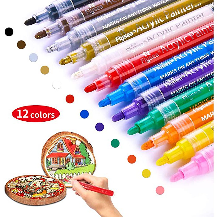 12 Colors Marker Pens DIY Craft Scrapbook Card Rock Painting Pens New