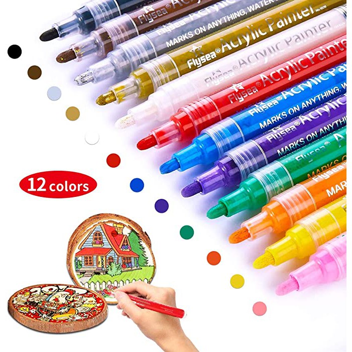 1 Set 12 Colors Marker Pens DIY Craft Scrapbook Card Rock Painting