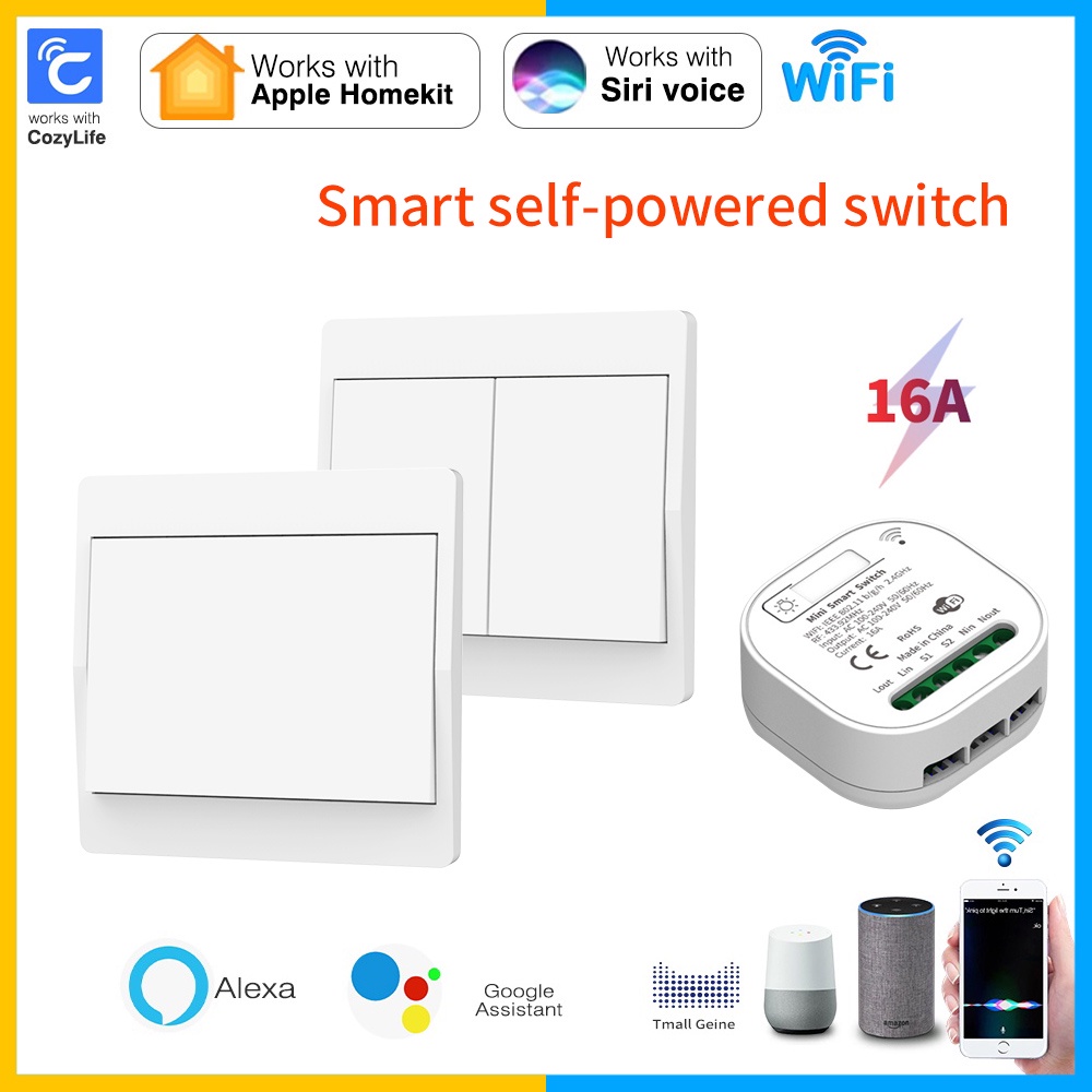 Self powered smart switch with homekit+rf433 receiver supports Siri