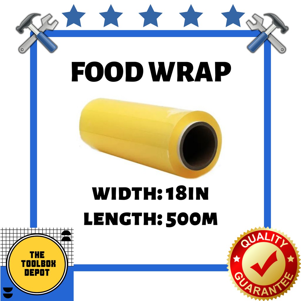 Plastic Food Wrap (18" x 300m / 18" x 500m) Food Grade Cling Wrap Food