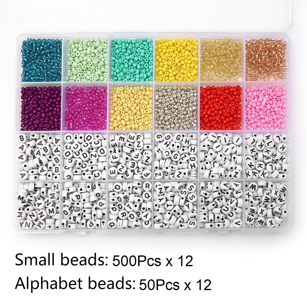 6600Pcs 2mm Glass Seed Beads Starter Kit Alphabet Beads Set Letter