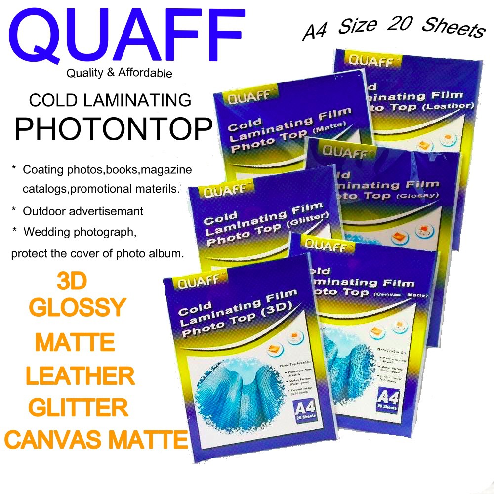 Cold Laminating Film Photo Top ( Glossy / Matte / Glitter / 3D