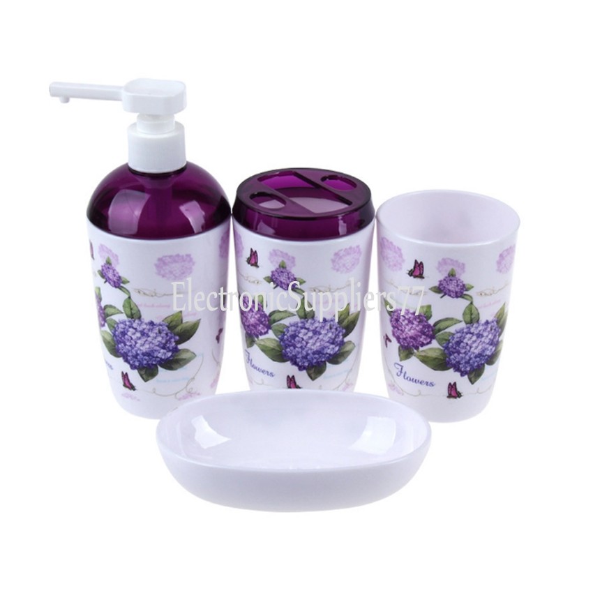 Plastic Bathroom Accessories 4-piece Set (Multicolor) | Shopee Philippines