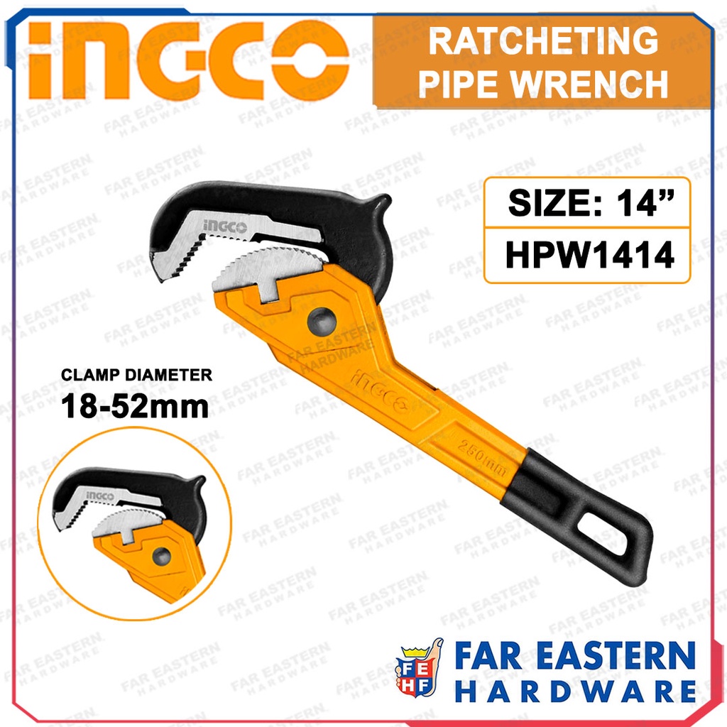 INGCO Ratcheting Ratchet Pipe Wrench 14