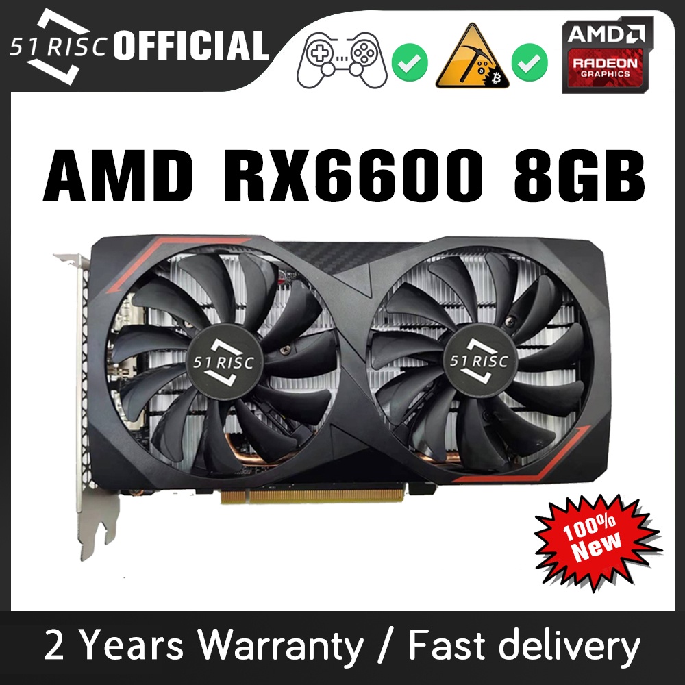 MLLSE 51RISC Radeon RX6600 8GB Graphics Card GPU GDDR6 128-bit 14 Gbps ...