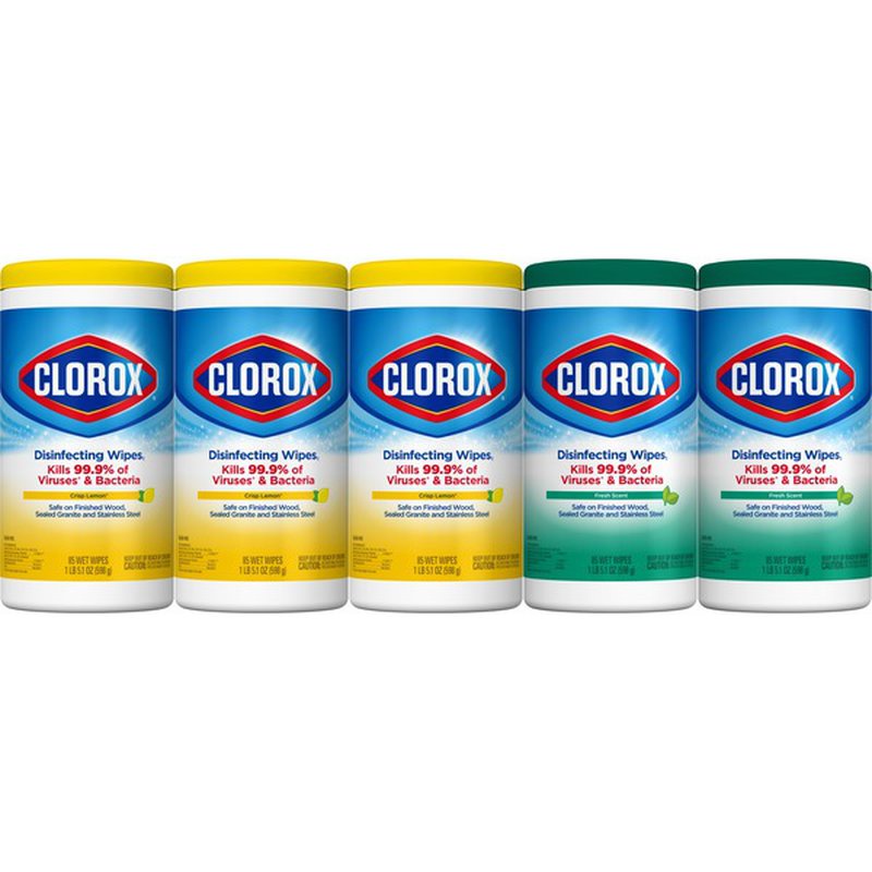Clorox Disinfecting Wipes, Variety Pack of 5, 425 Wipes [ Fresh Scent & Crisp Lemon ] Shopee