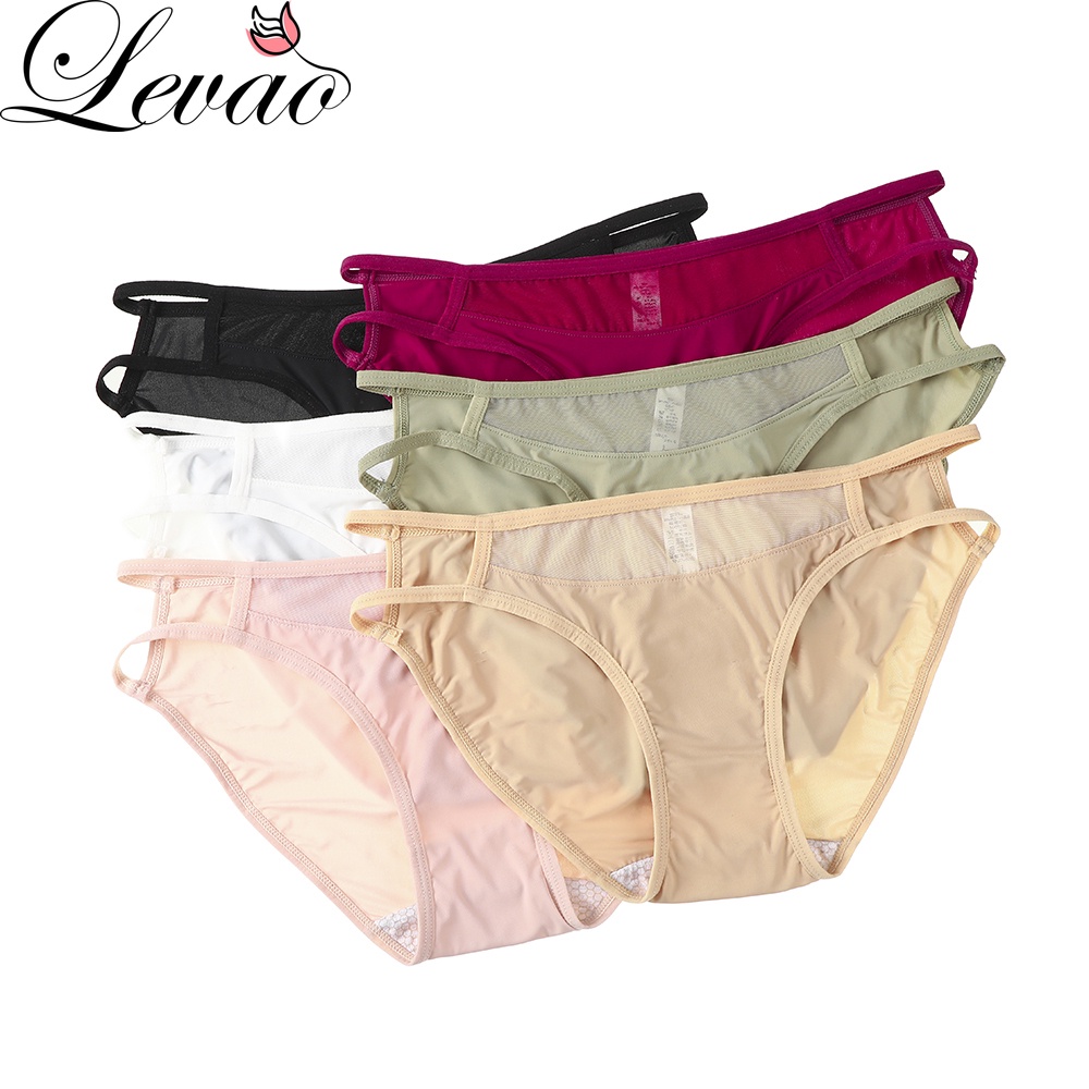 Levao Women's Panties Ice Silk Underwear Sexy Lingerie Antibacterial Briefs