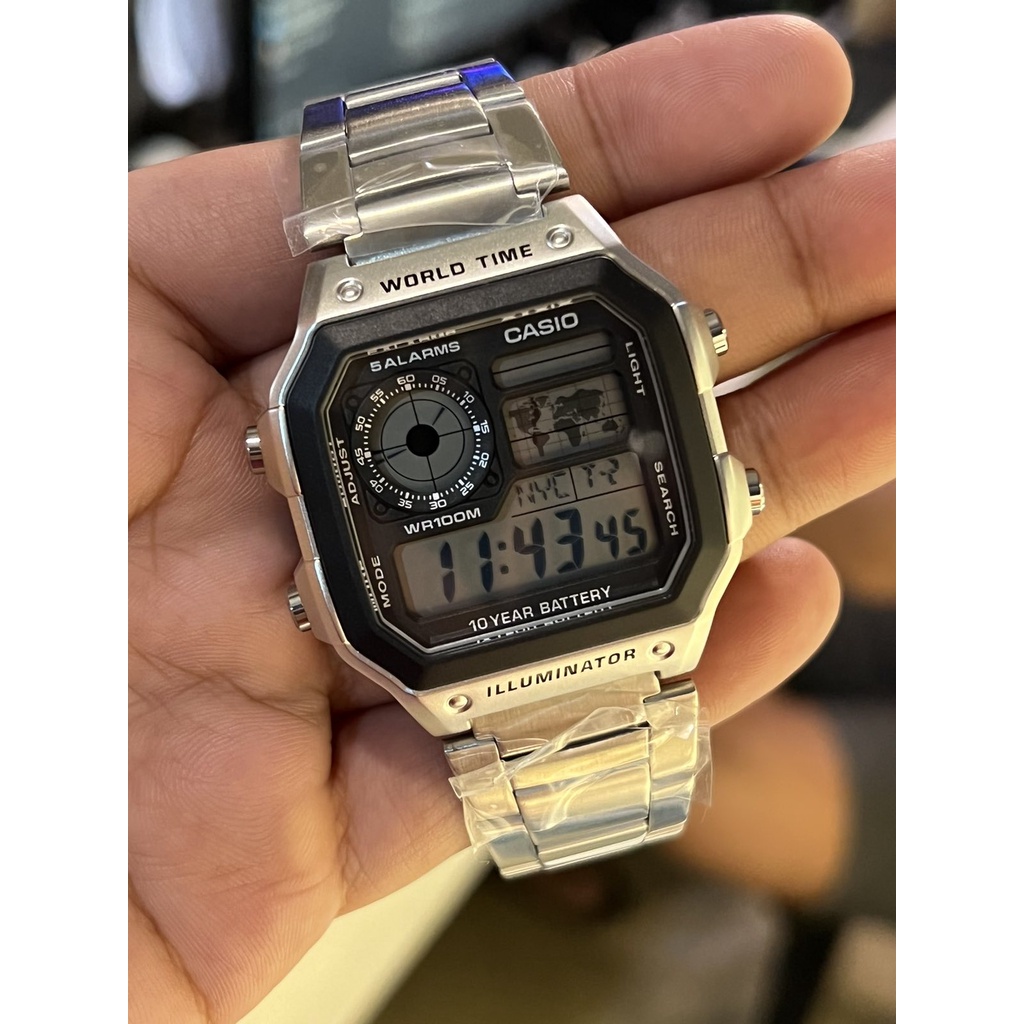 ORIGINAL CASIO World Time Digital Men's Watch AE-1200WHD-1AV / Legit ...