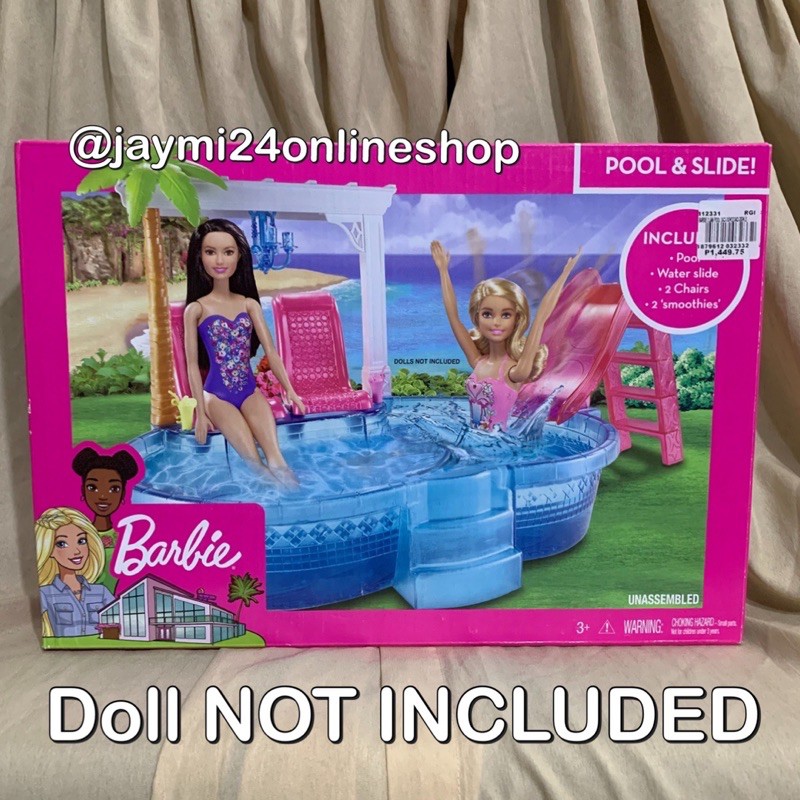  Barbie Glam Pool and Slide with Chairs, Chandelier and