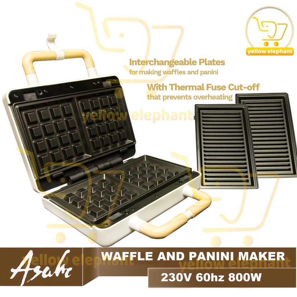 Asahi Waffle And Panini Maker Interchangeable Plates For Making 800w