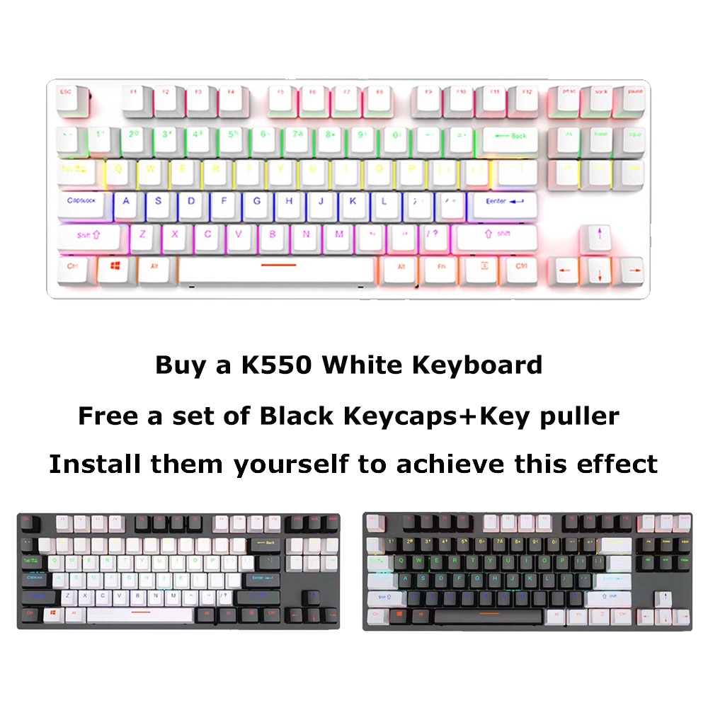K550/K880 87Key Mechanical Keyboard wired RGB Gaming Office PC computer ...