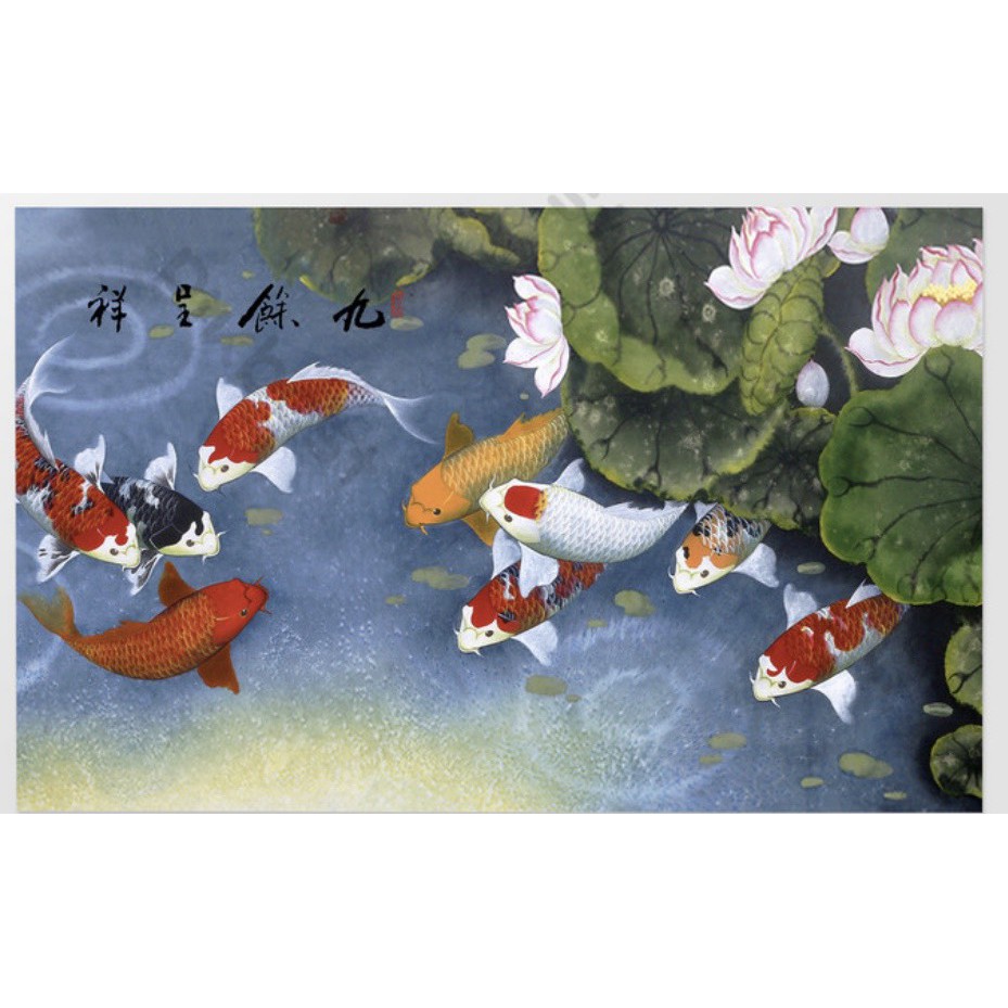 3D wall painting of Nine Fishes Assembly PB2677 | Shopee Philippines