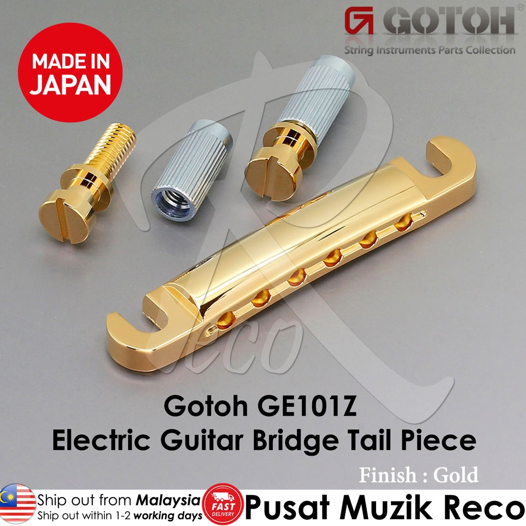 Gotoh GE101Z Gold Electric Guitar Bridge Tail Piece Tailpiece with Stud