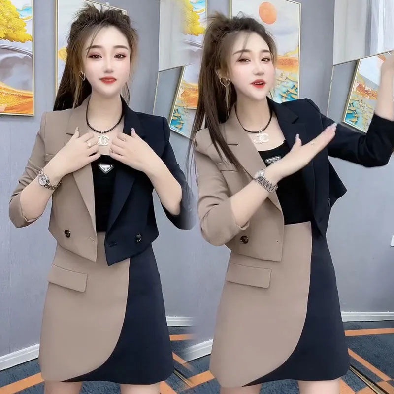 New Professional Two-piece Suits Women Korean Fashion Loose Long Sleeve  Blazer+high Waist Wide