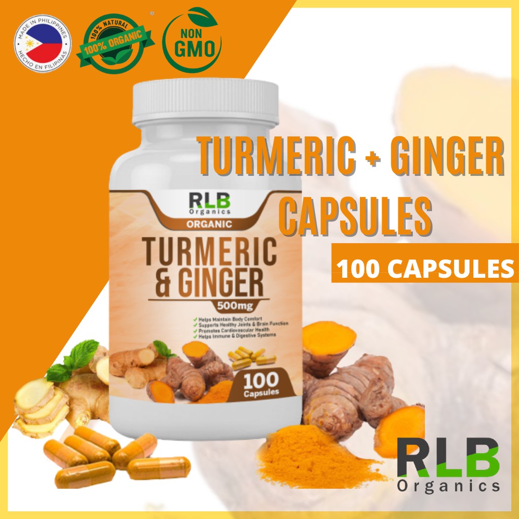 Organic Turmeric+Ginger Capsules Boosts Health Immunity,Made w/ Pure Turmeric&Ginger 100