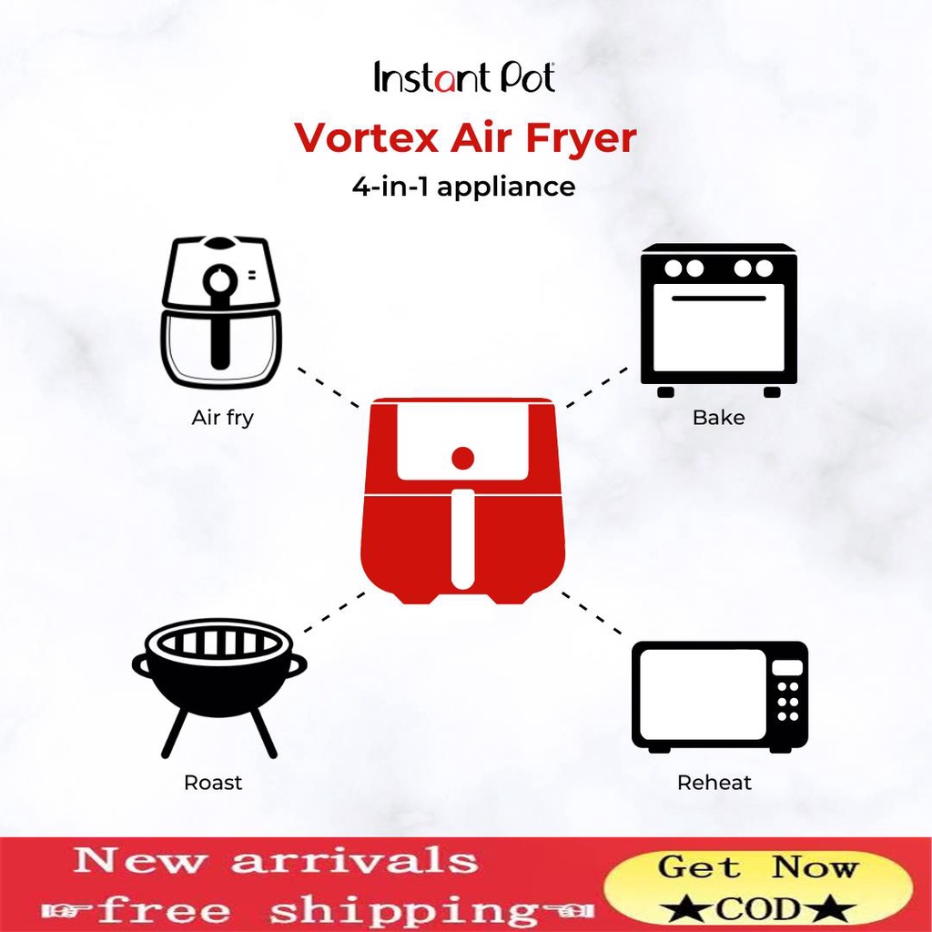 COD（In stock）Instant Vortex 4in1 MultiFunctional Smart Air Fryer