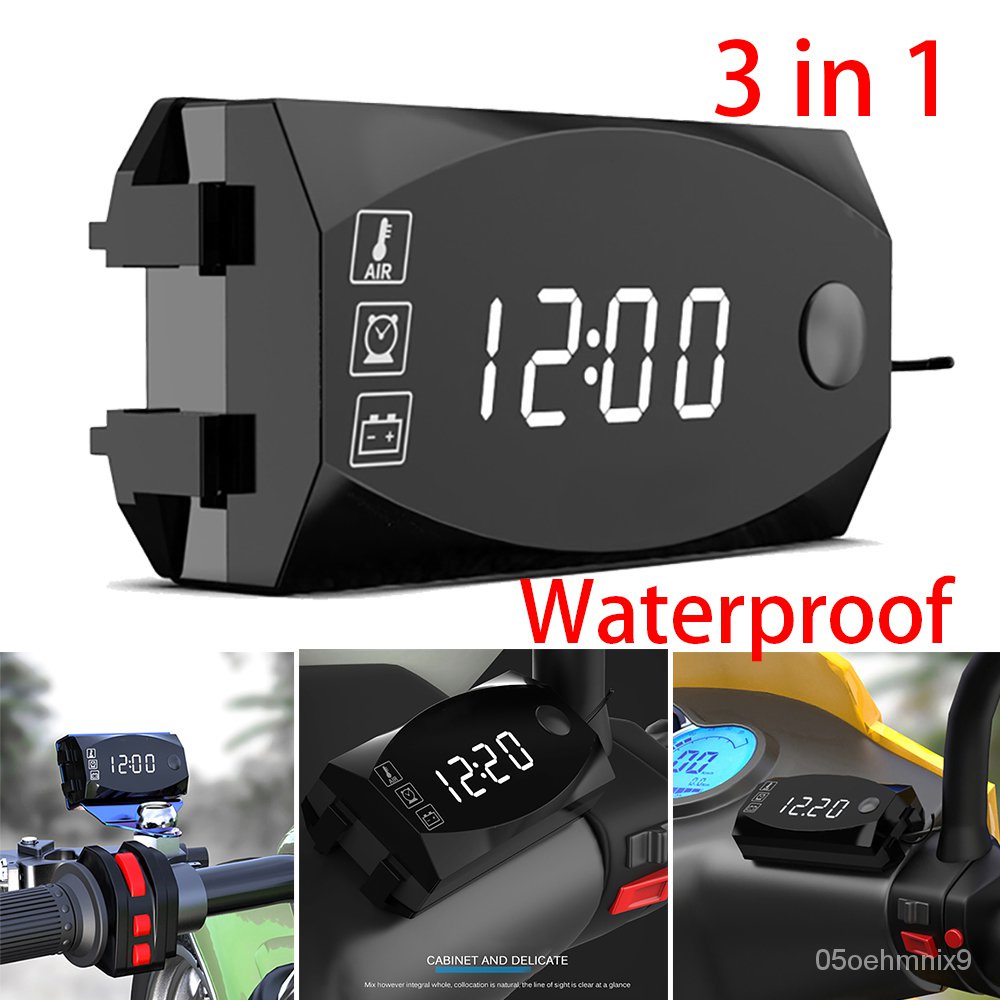 Top-AB Universal 12V 3 in 1 Digital LED Display Meters Voltmeter Clock ...