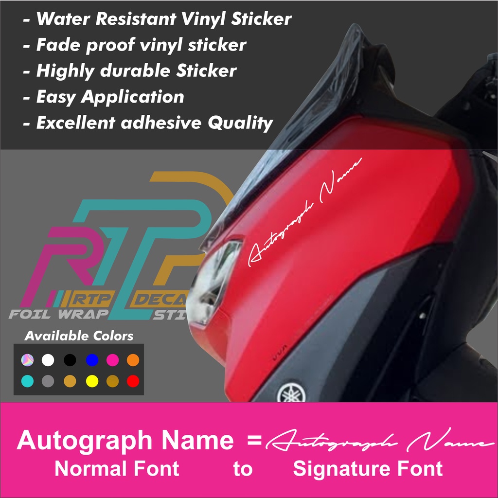 Custom Name Autograph Font Decals Sticker | Shopee Philippines