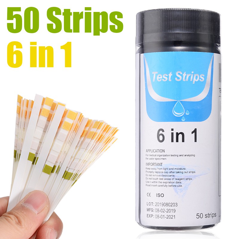 50pcs Aquarium Test Strip 6 In 1 PH Degree Testing Fish Tank Swimming