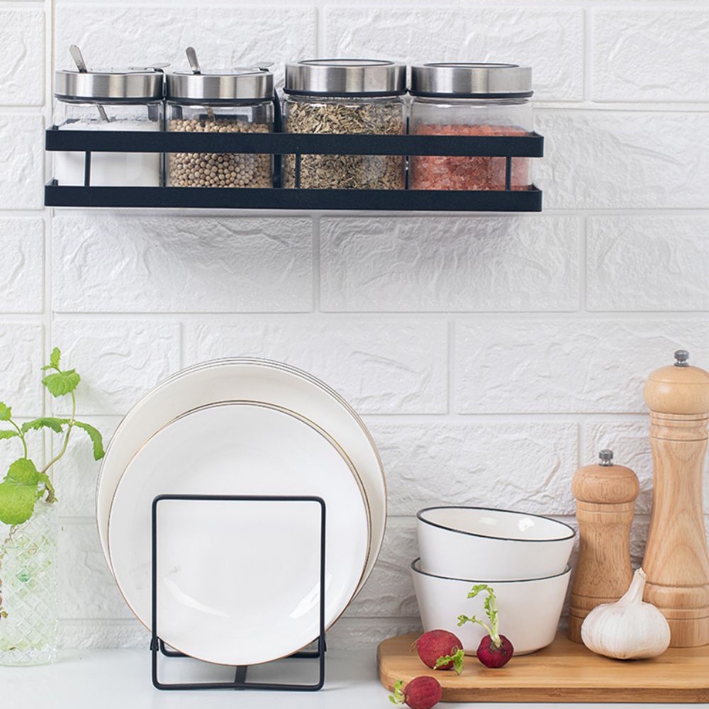 Kitchen Spice Jar Rack Seasoning Bottle Bracket Shelf Supplies Storage ...