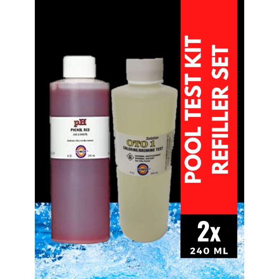 (Refiller Set) Pool Test Kit Phenol Red and OTO1 240 mL pH Chlorine ...