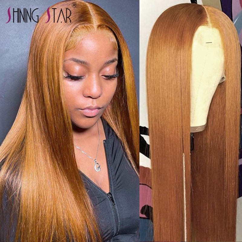 Straight Human Hair Wigs Ginger Lace Front Wig Brazilian Honey Blonde ...