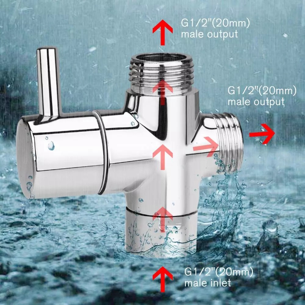 HOT Shower Diverter Shower Faucet Three-way Diverter Valve Shower Head ...