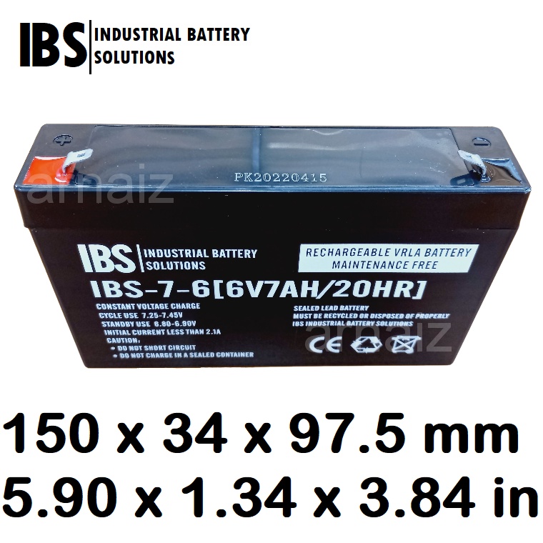 Ibs 6v 7ah Sla Rechargeable Battery Ibs 7 6 Valve Regulated Sealed Lead Acid Battery Toy Car 9863