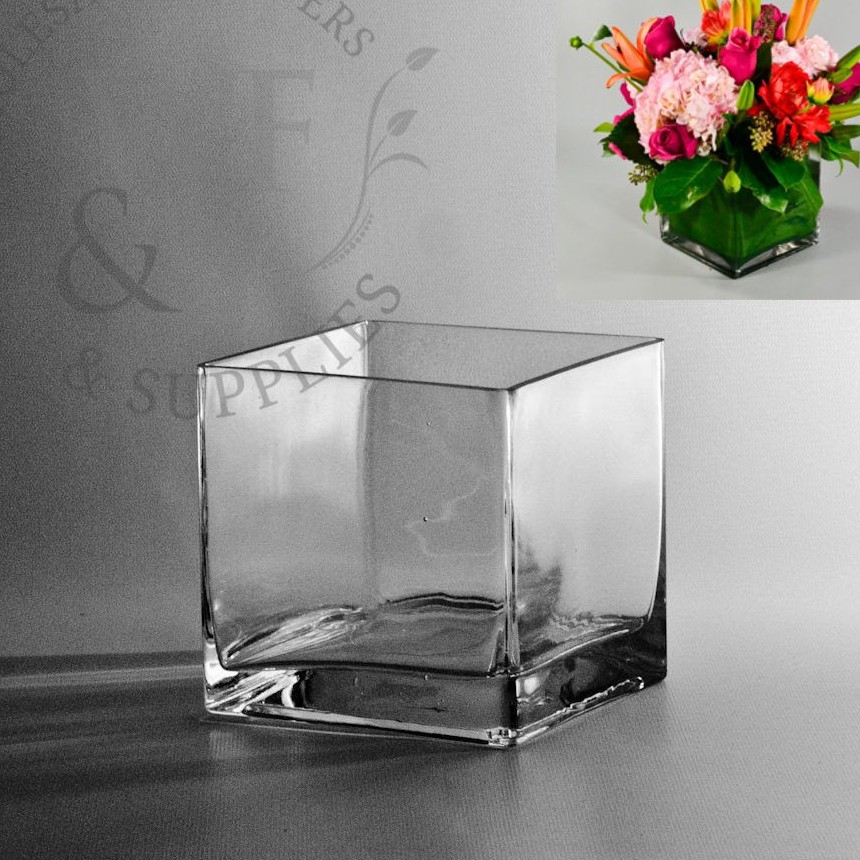 Square Clear Glass Vase for Flower Centerpieces Decorative 6cmx6m/8cmx8cm/10cmx10cm/12cmx12cm