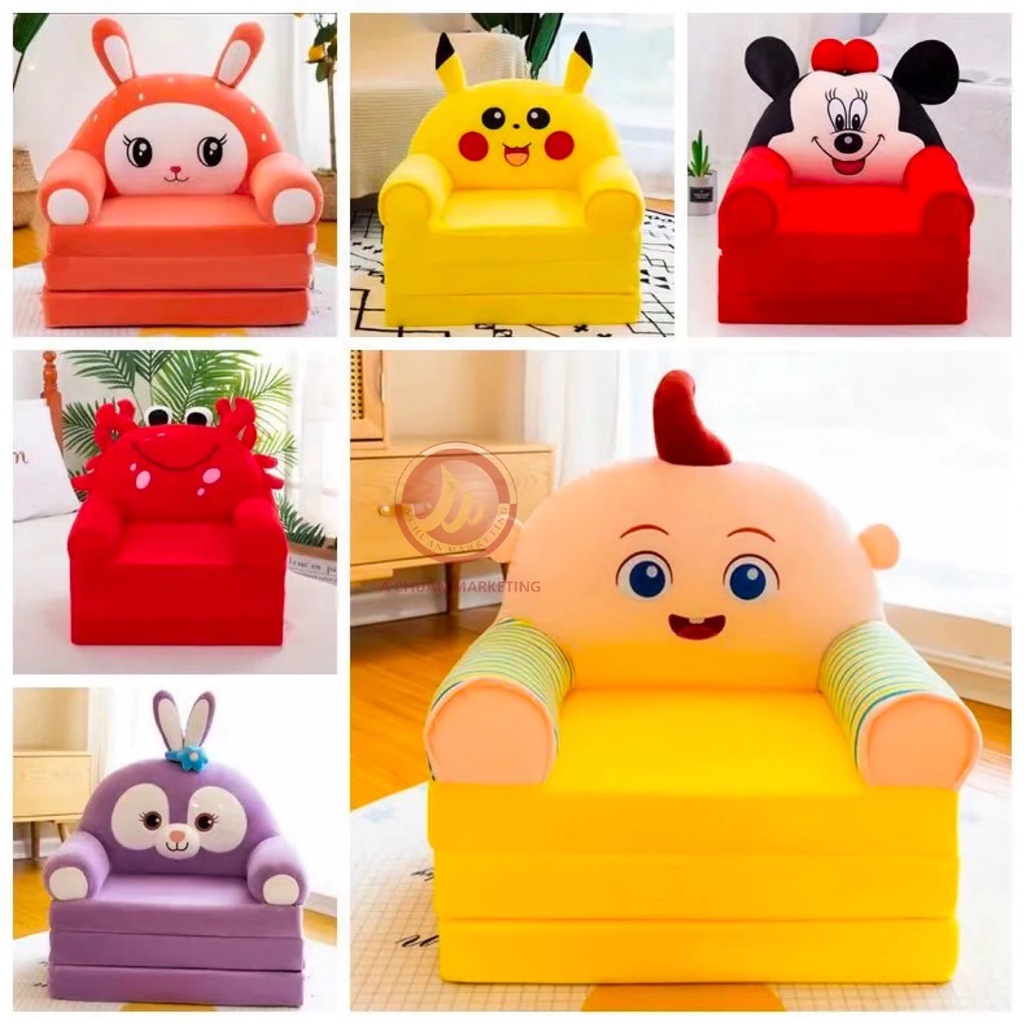 ✚✻☃3 Layers Cartoon Children's Folding Sofa Bed Cute Baby Small