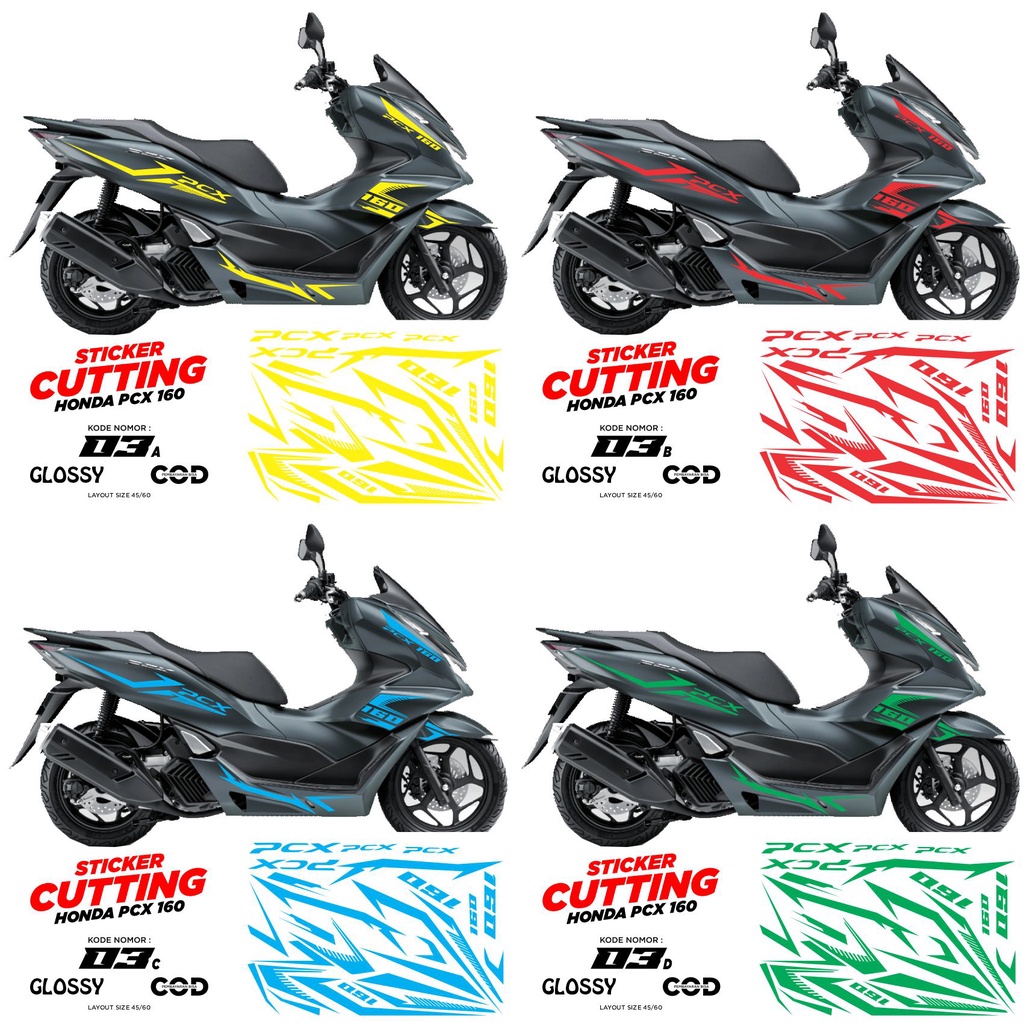 Honda PCX 160 AR-03 GLOSSY Cutting List Stickers All Ready | Shopee ...
