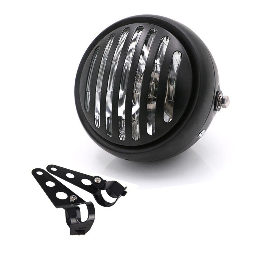 Motorcycle Headlights Black Metal Grille Headlights Headlamp Retro
