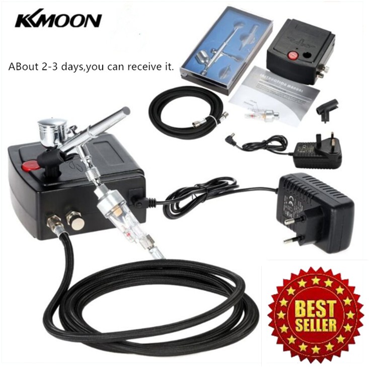 KKmoon 100-250V Professional Gravity Feed Dual Action Airbrush Air