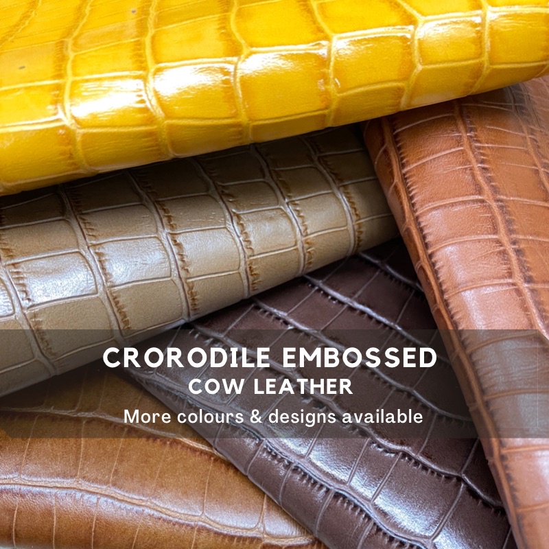 EMBOSSED CROCODILE on Cow Leather Reptile CROCODILE Print Cowhide (CROC ...