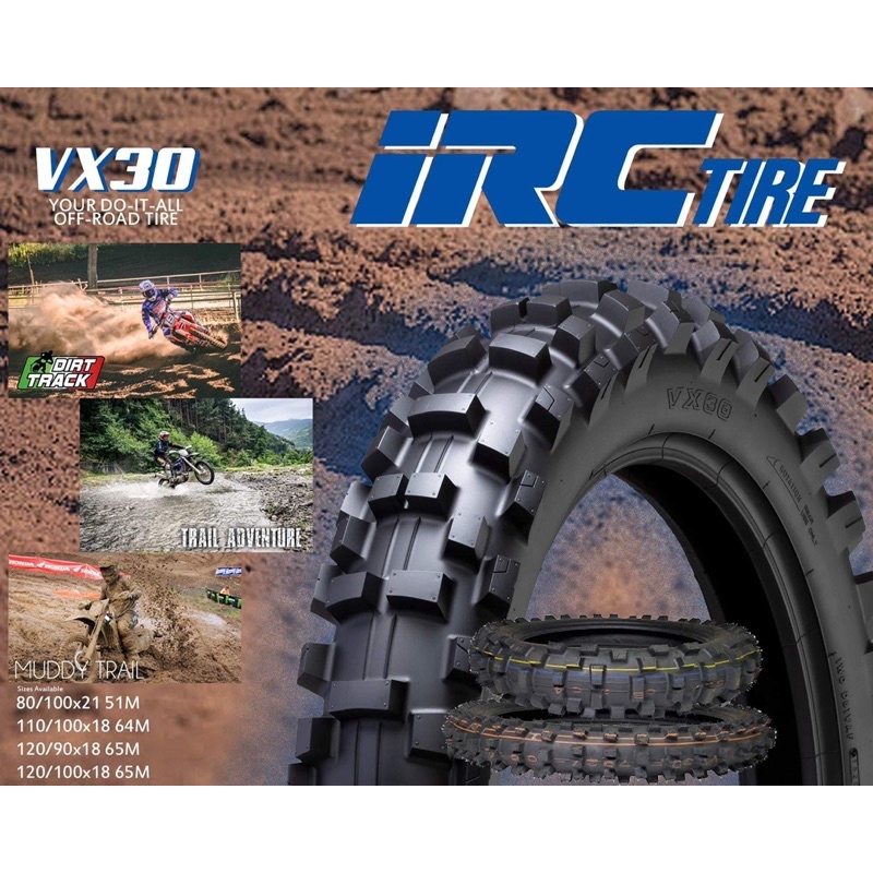 IRC Motorcycle Tire VX30 VX30 Motocross 80/100x21 110/100x18 120/90x18