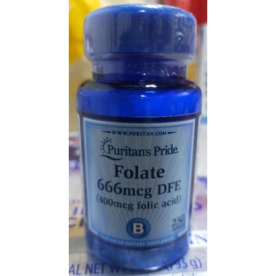 Original Puritans Pride Folate 666 mcg DFE ( 400 McG folic acid) 250 ...