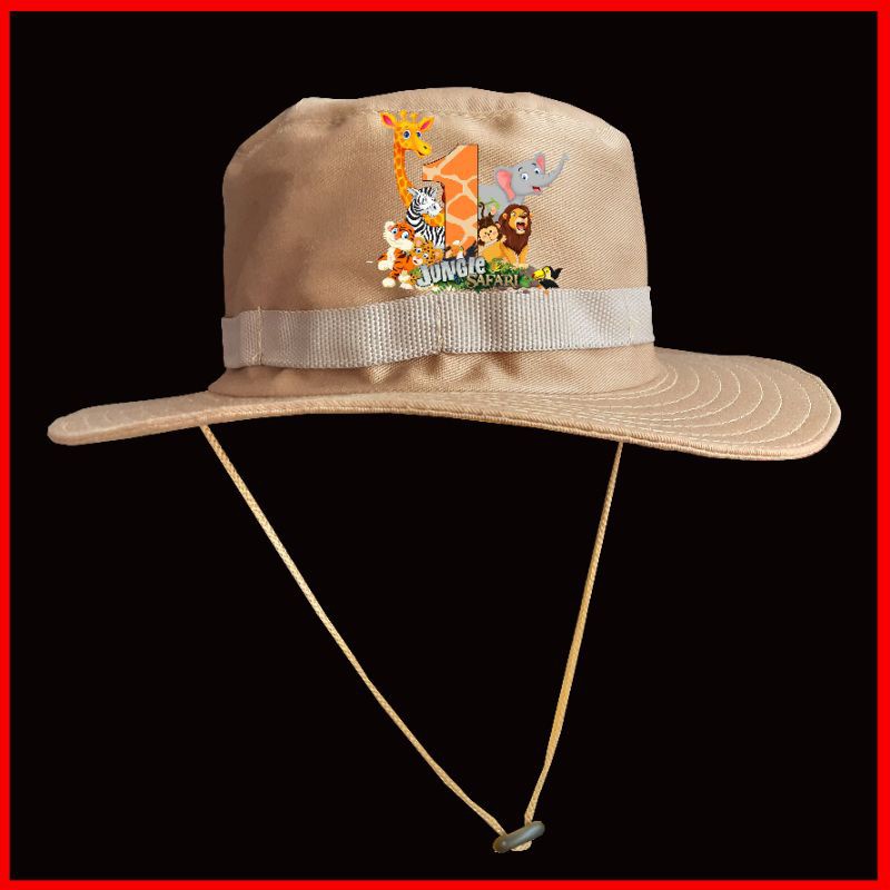 Ready Stock/☃Safari Hats, Jungle Safari Cap for kids Customized Number
