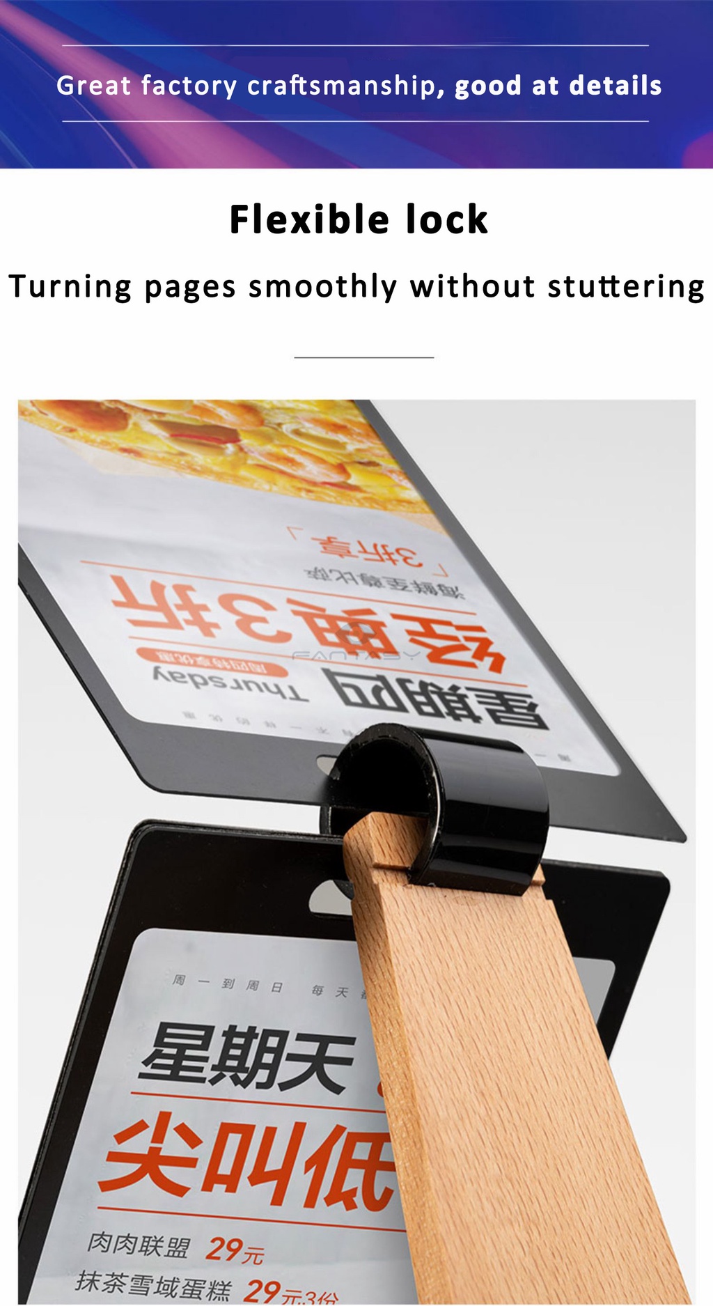 SVIAO Solid Wood Page Turning Table Card Loose Leaf Menu Stand Menu ...